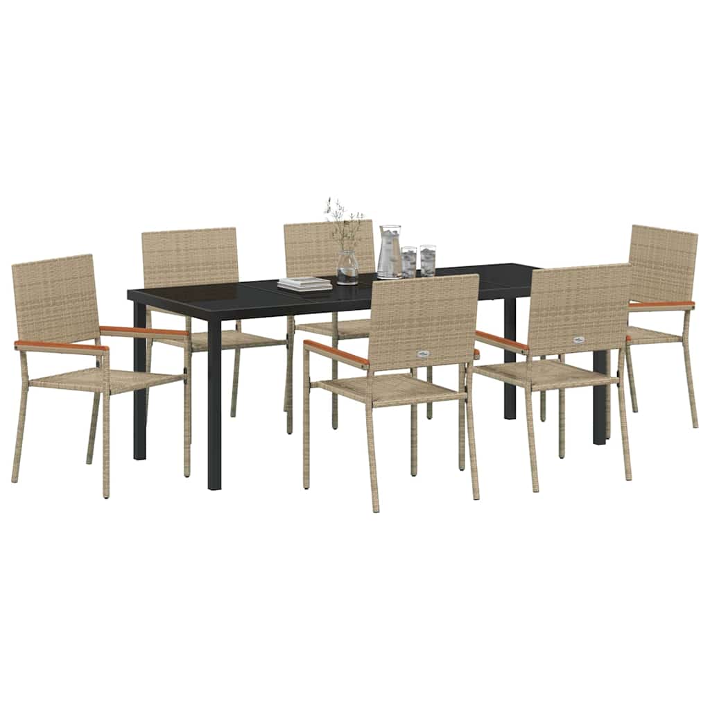 Ensemble de salle à manger pour jardin 7 pcs Beige polyrotin - XIOS