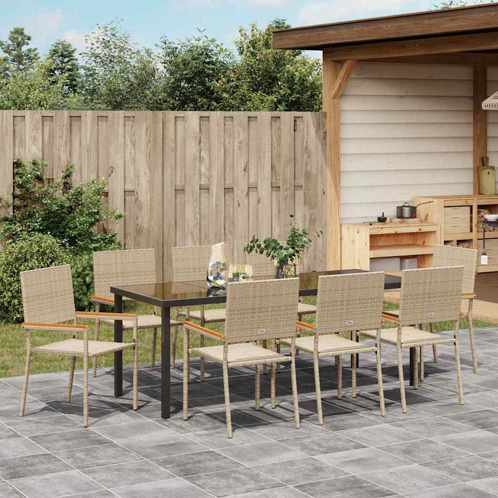 Ensemble de salle à manger pour jardin 9 pcs Beige polyrotin - XIOS