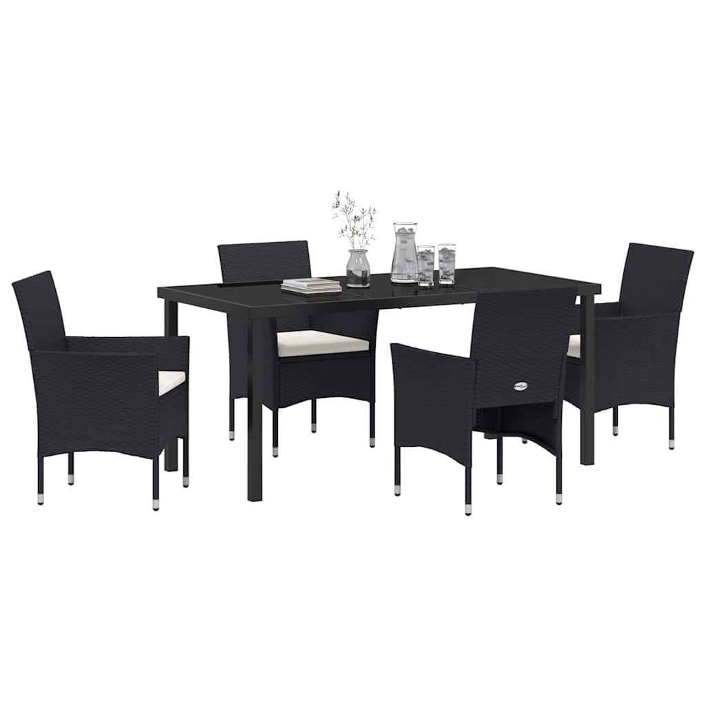 Ensemble de salle à manger pour jardin 5 pcs Noir polyrotin - XIOS