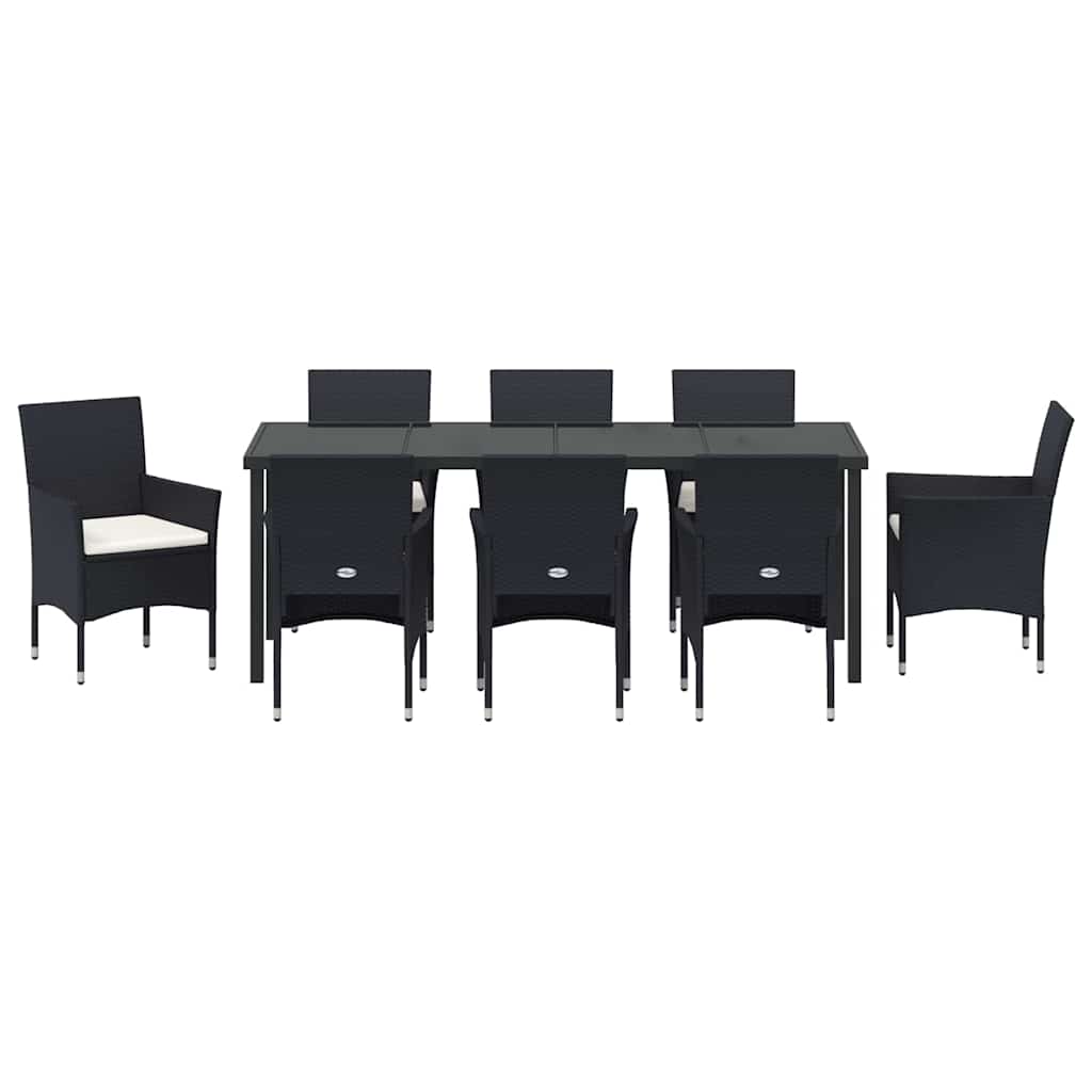 Ensemble de salle à manger pour jardin 9 pcs Noir polyrotin - XIOS
