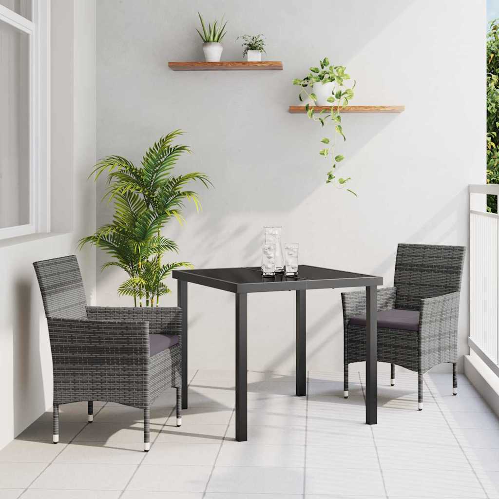 Ensemble de salle à manger pour jardin 3 pcs Gris polyrotin - XIOS
