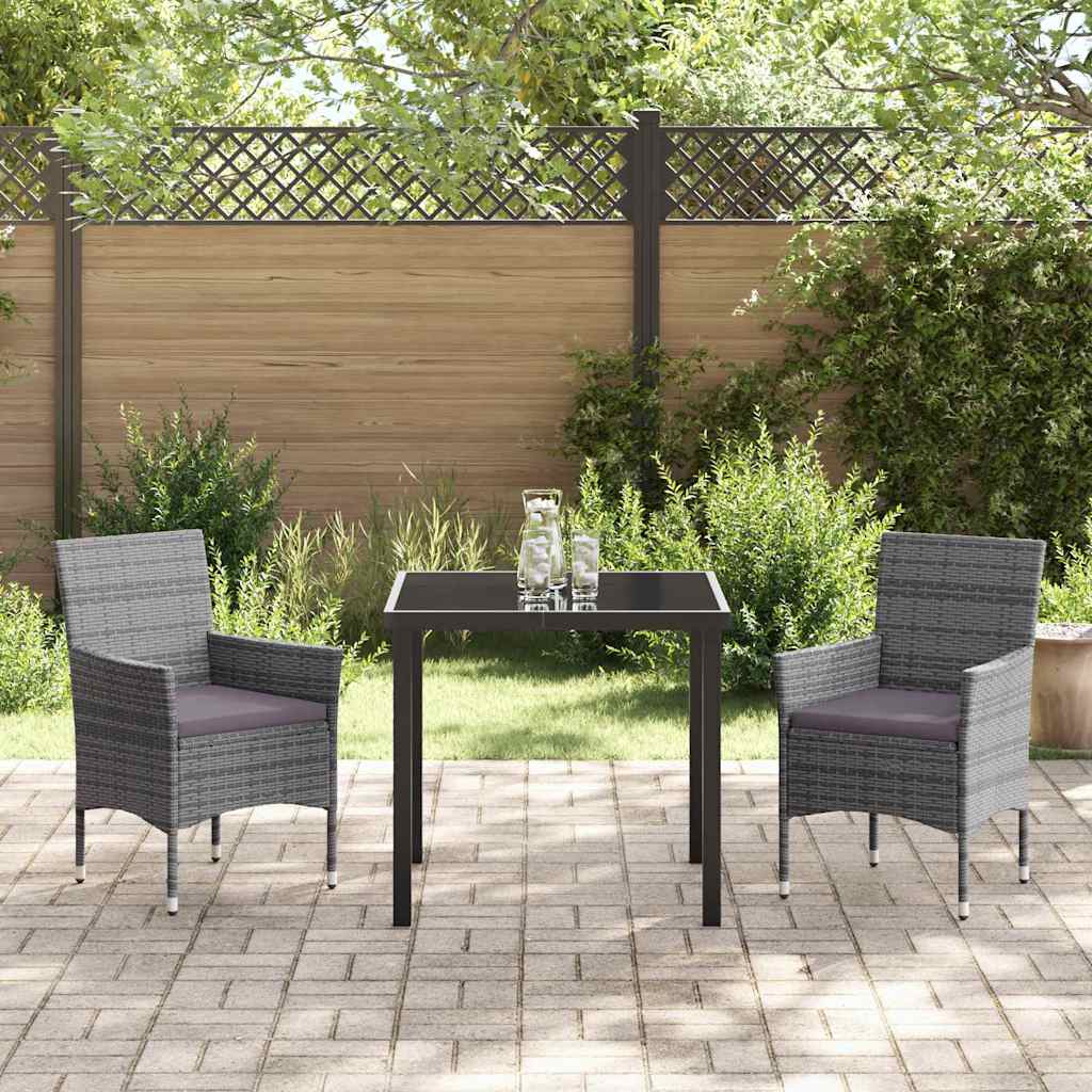 Ensemble de salle à manger pour jardin 3 pcs Gris polyrotin - XIOS