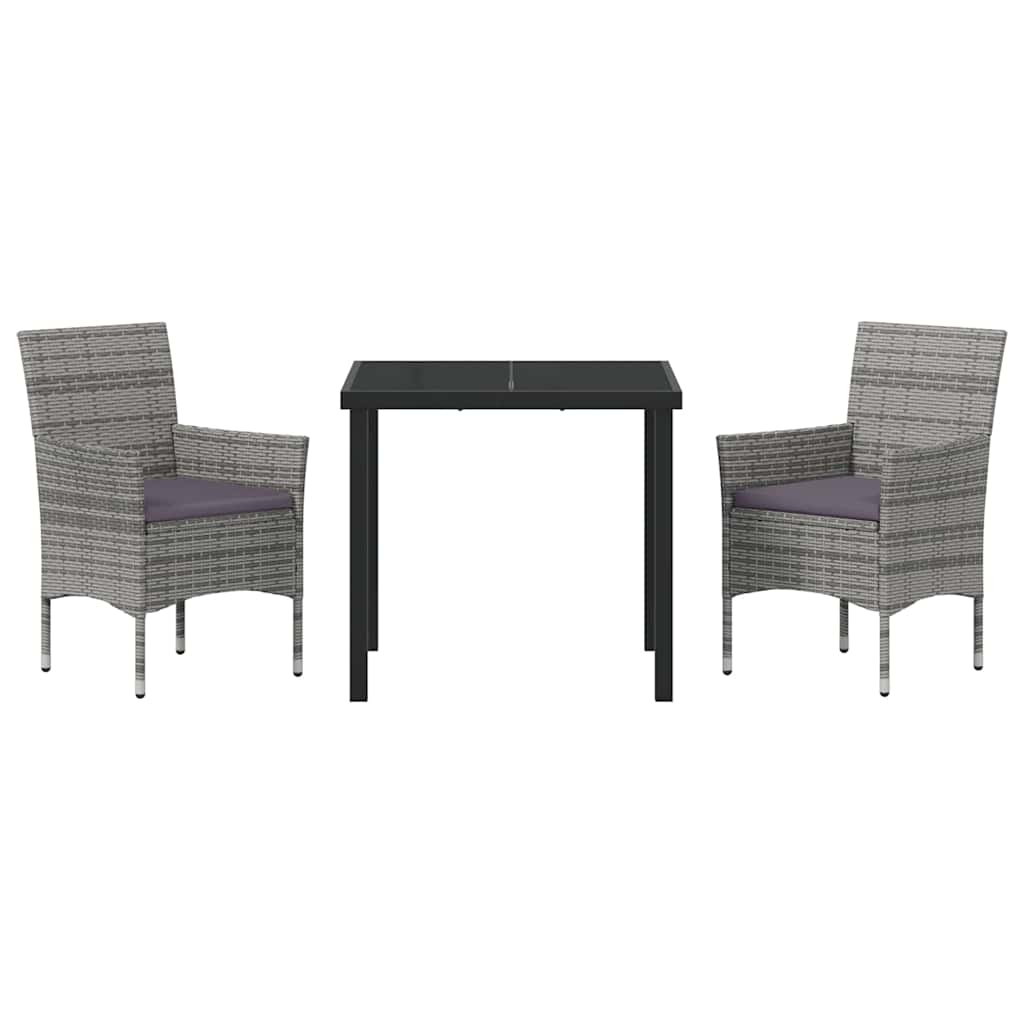 Ensemble de salle à manger pour jardin 3 pcs Gris polyrotin - XIOS