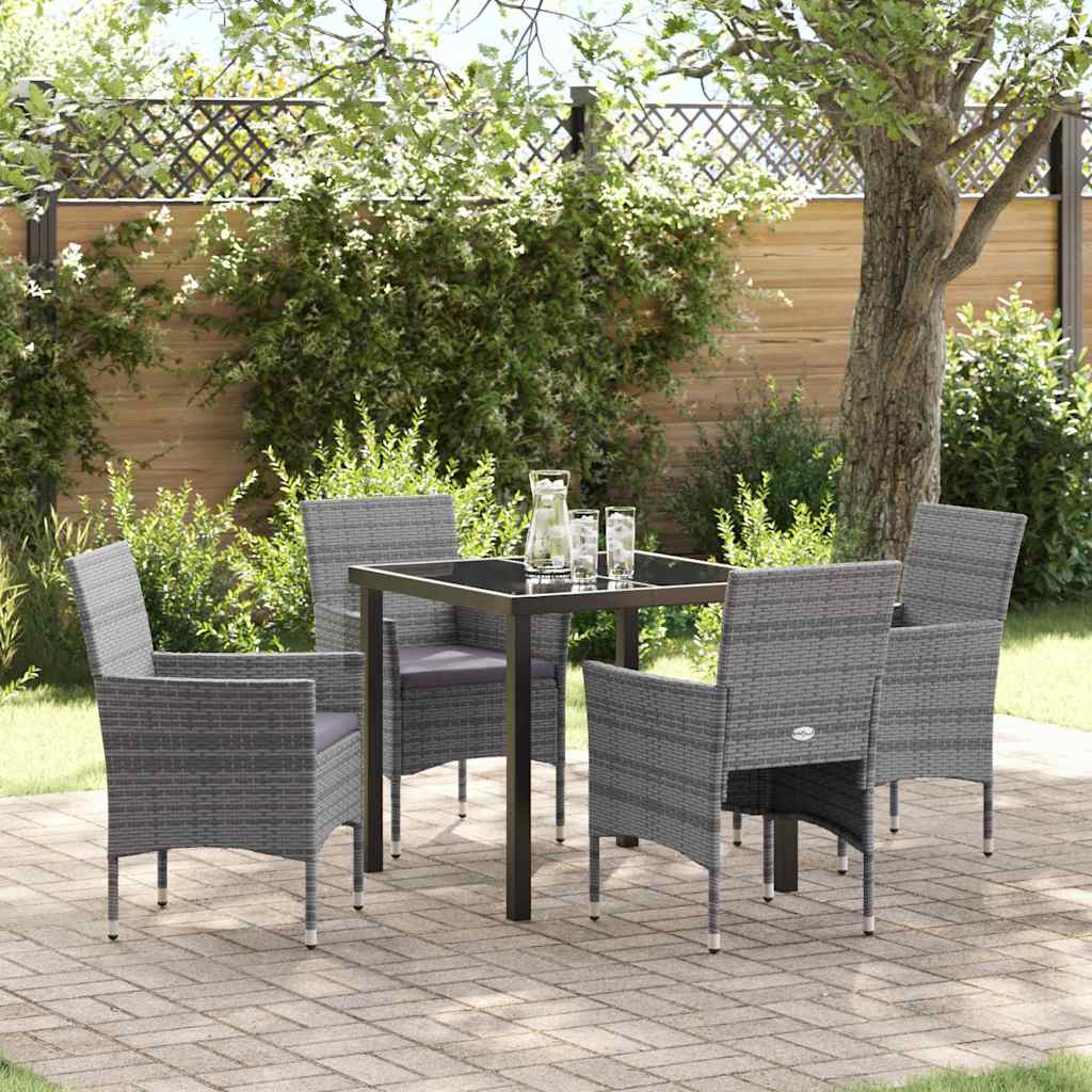 Ensemble de salle à manger pour jardin 5 pcs Gris polyrotin - XIOS