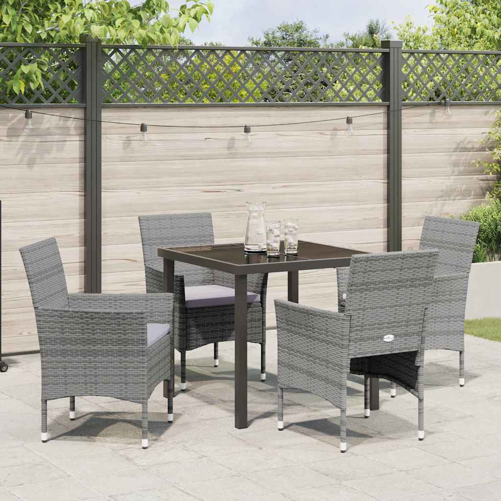 Ensemble de salle à manger pour jardin 5 pcs Gris polyrotin - XIOS