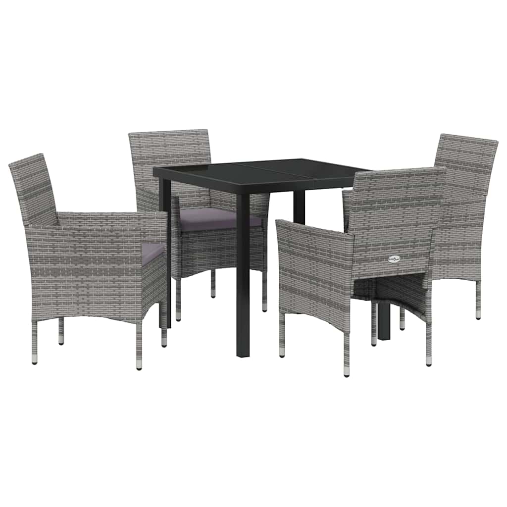 Ensemble de salle à manger pour jardin 5 pcs Gris polyrotin - XIOS