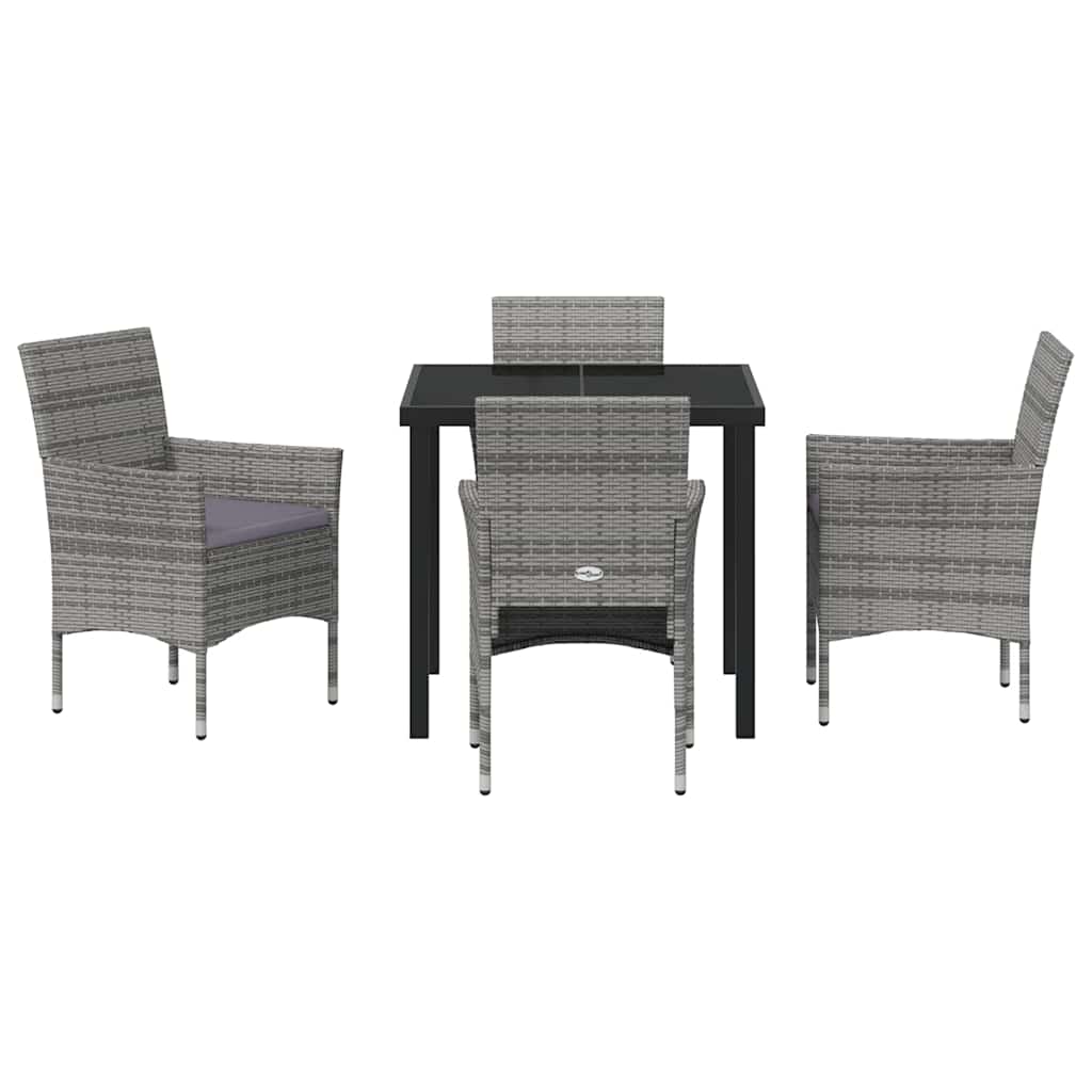 Ensemble de salle à manger pour jardin 5 pcs Gris polyrotin - XIOS