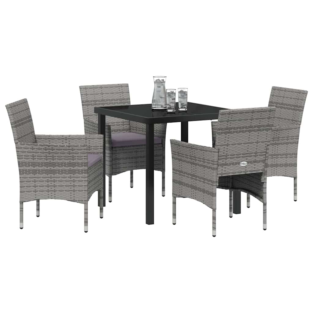Ensemble de salle à manger pour jardin 5 pcs Gris polyrotin - XIOS