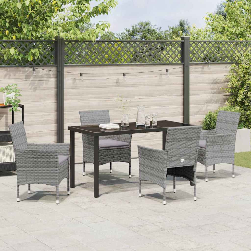Ensemble de salle à manger pour jardin 5 pcs Gris polyrotin - XIOS