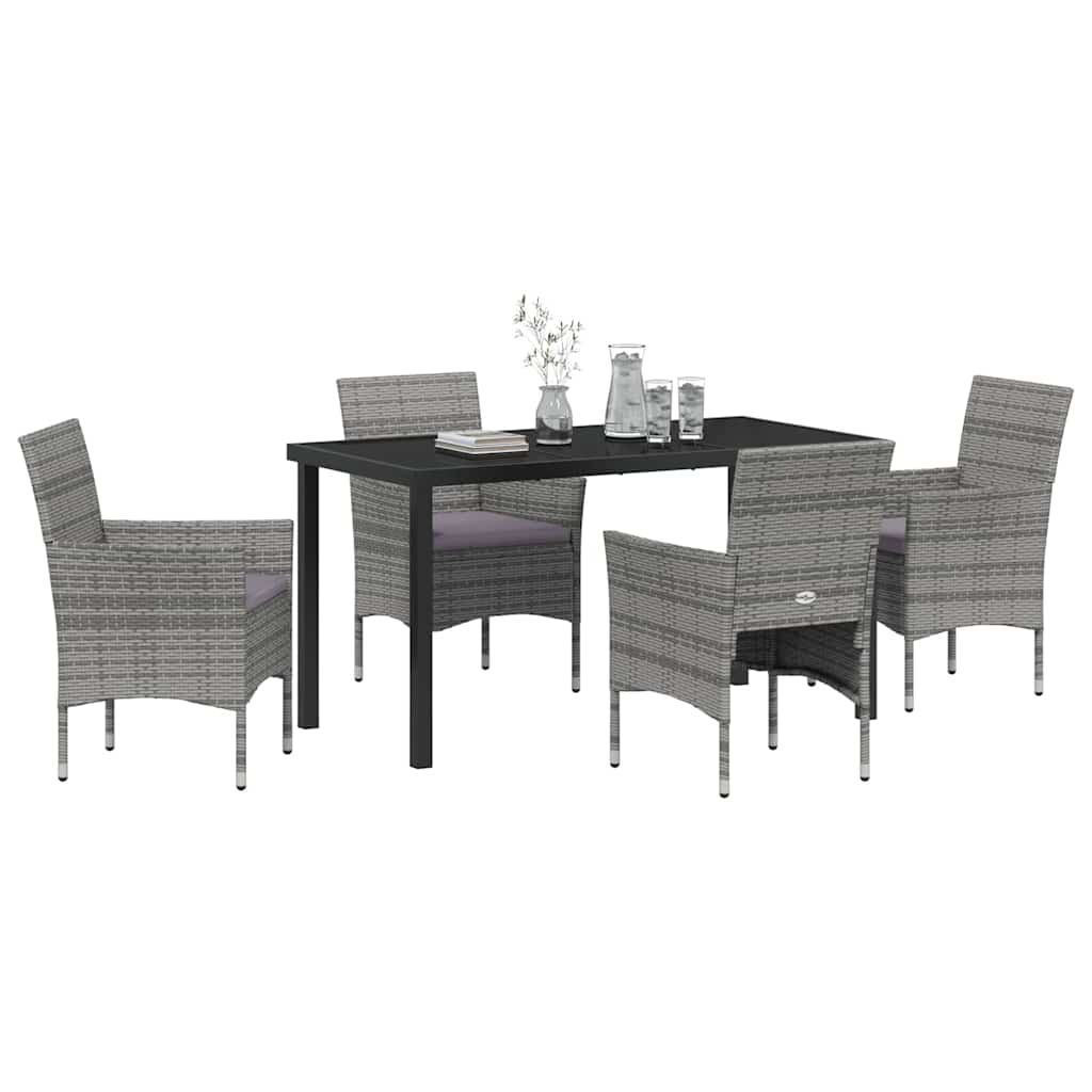 Ensemble de salle à manger pour jardin 5 pcs Gris polyrotin - XIOS