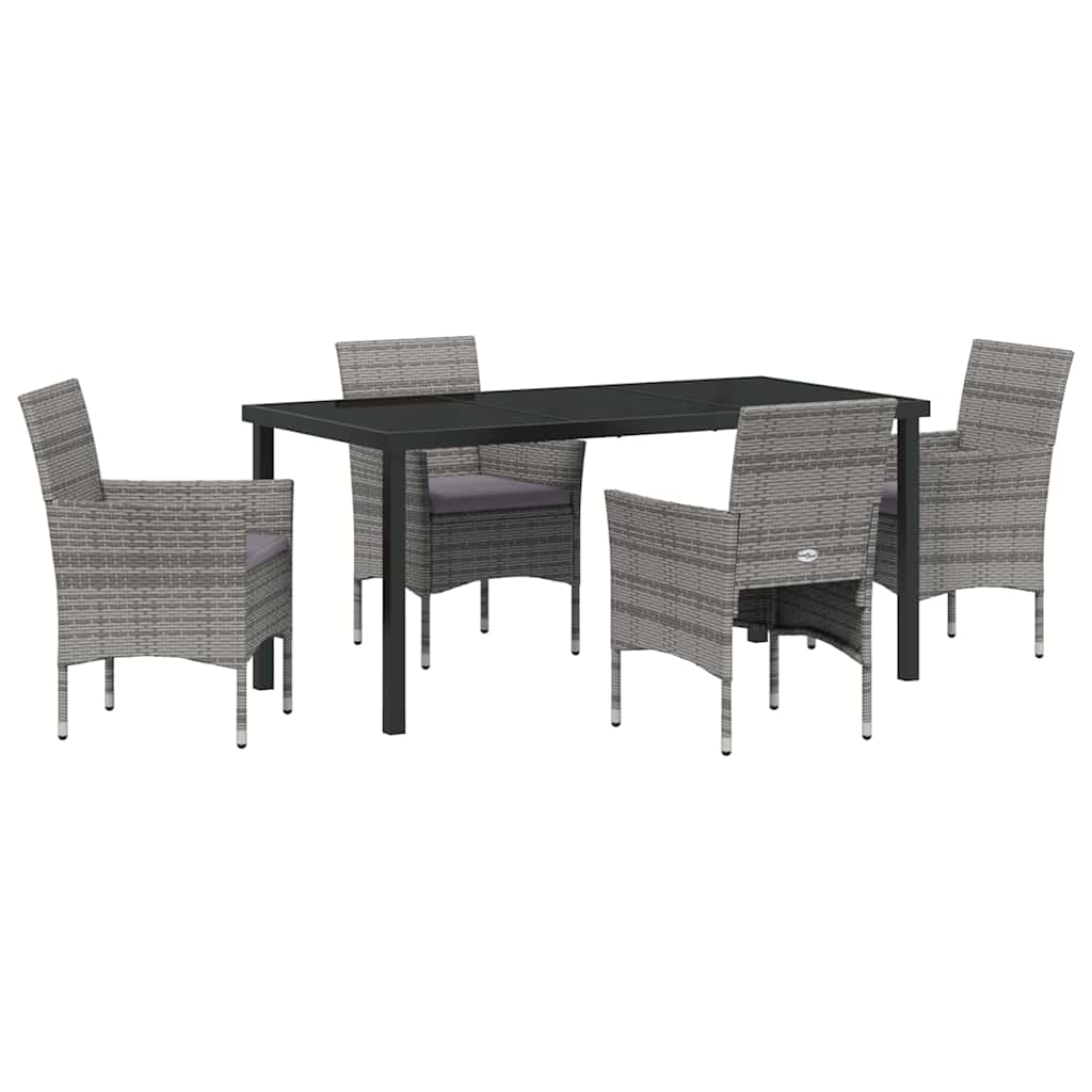 Ensemble de salle à manger pour jardin 5 pcs Gris polyrotin - XIOS
