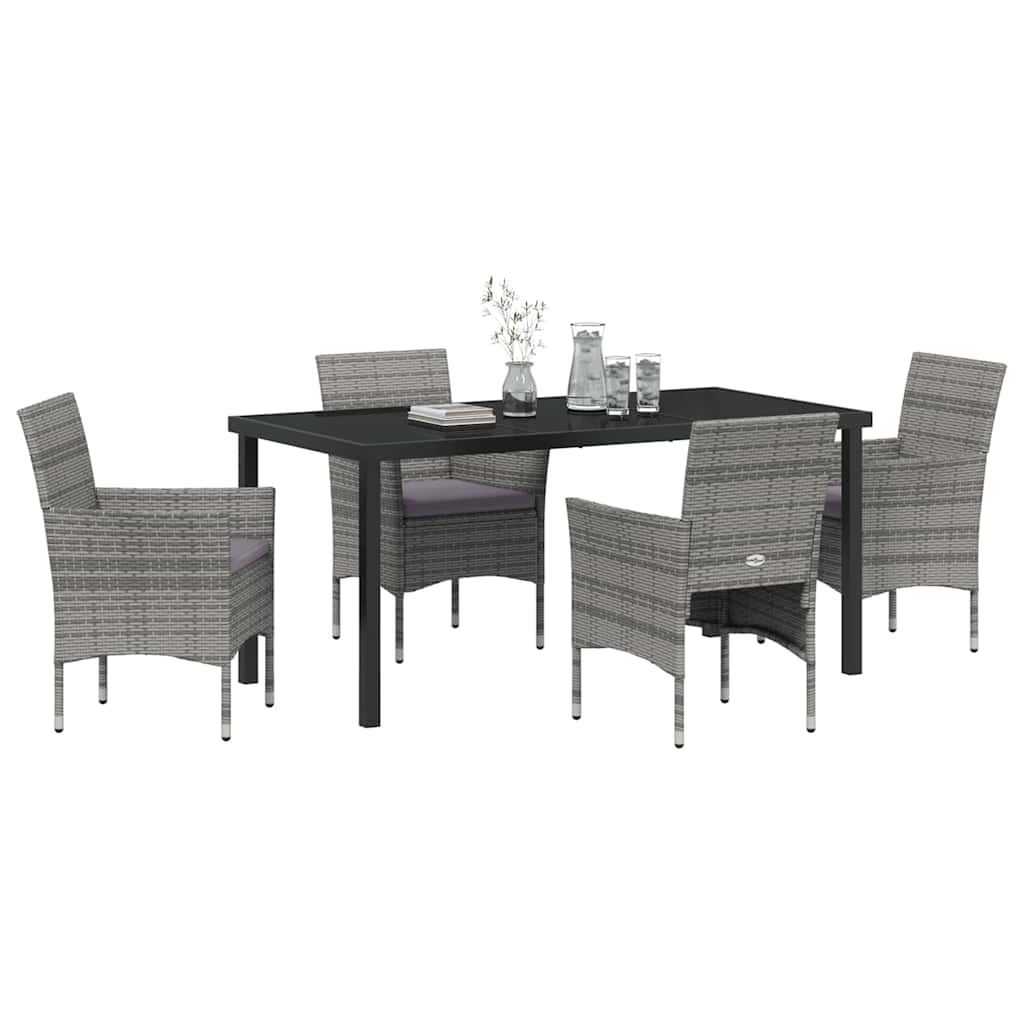 Ensemble de salle à manger pour jardin 5 pcs Gris polyrotin - XIOS