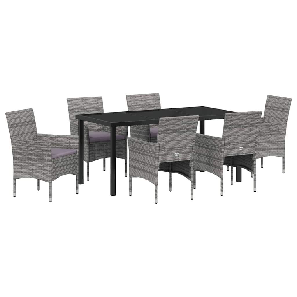 Ensemble de salle à manger pour jardin 7 pcs Gris polyrotin - XIOS