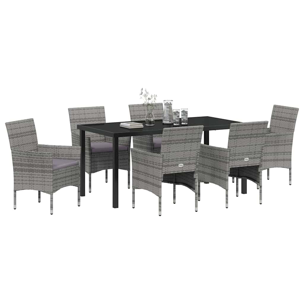 Ensemble de salle à manger pour jardin 7 pcs Gris polyrotin - XIOS