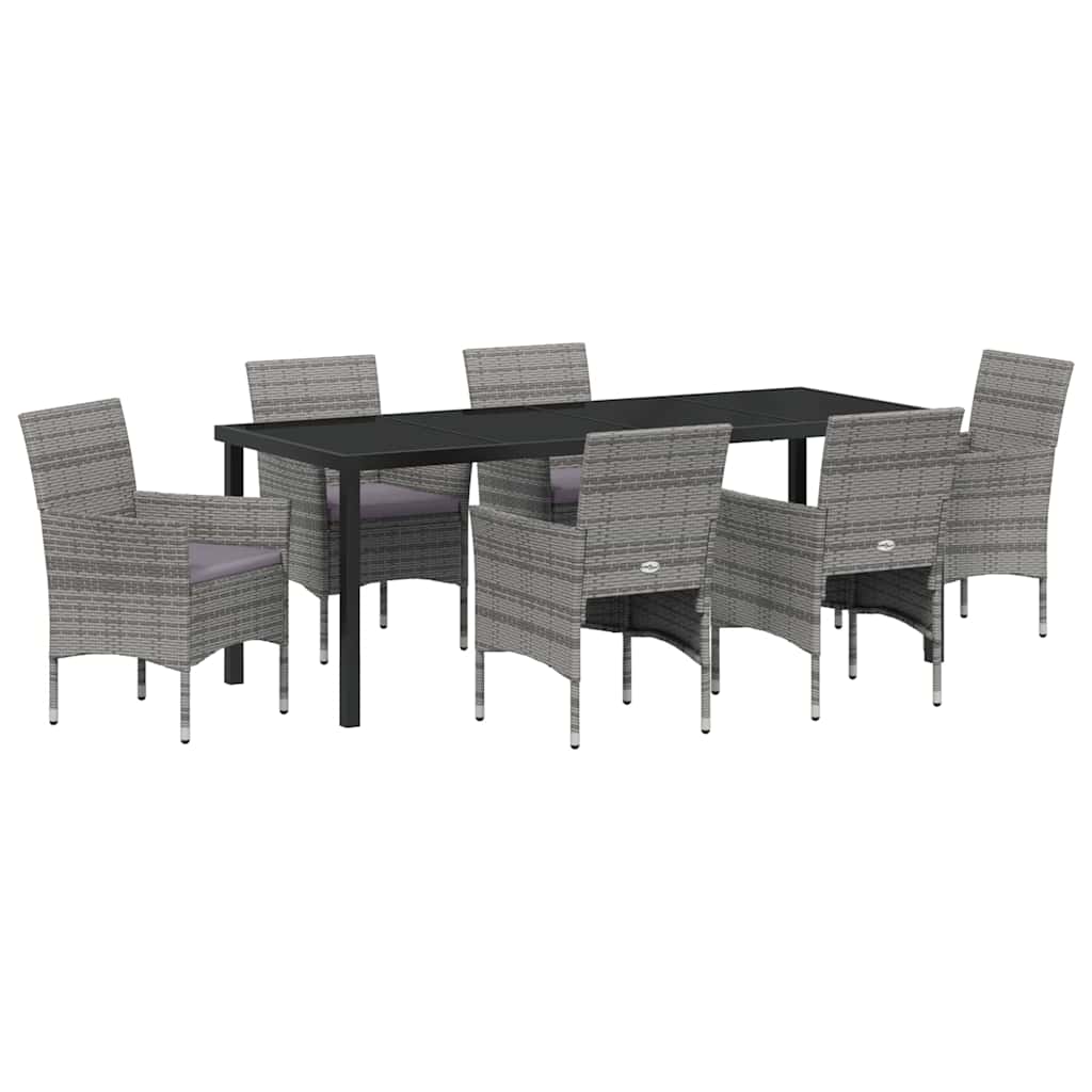 Ensemble de salle à manger pour jardin 7 pcs Gris polyrotin - XIOS
