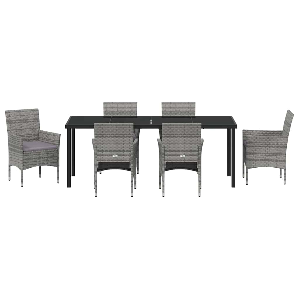 Ensemble de salle à manger pour jardin 7 pcs Gris polyrotin - XIOS