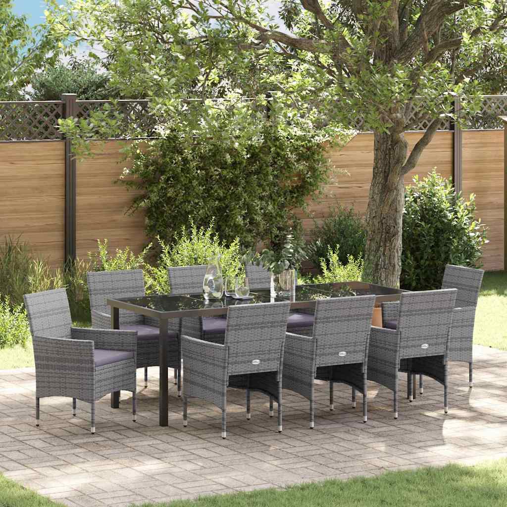 Ensemble de salle à manger pour jardin 9 pcs Gris polyrotin - XIOS