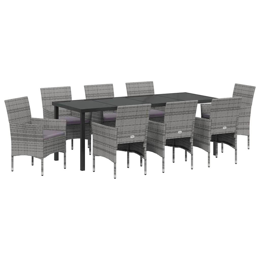 Ensemble de salle à manger pour jardin 9 pcs Gris polyrotin - XIOS