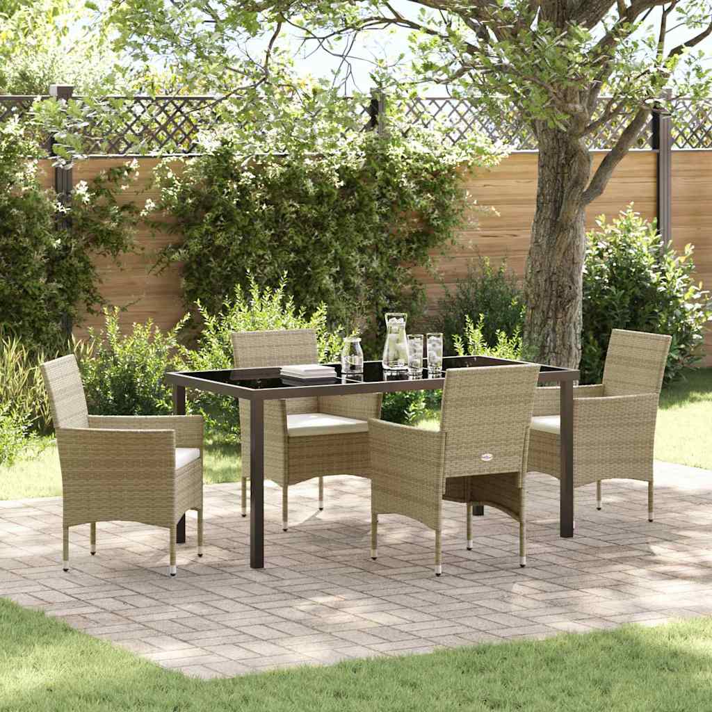 Ensemble de salle à manger pour jardin 5 pcs Beige polyrotin - XIOS