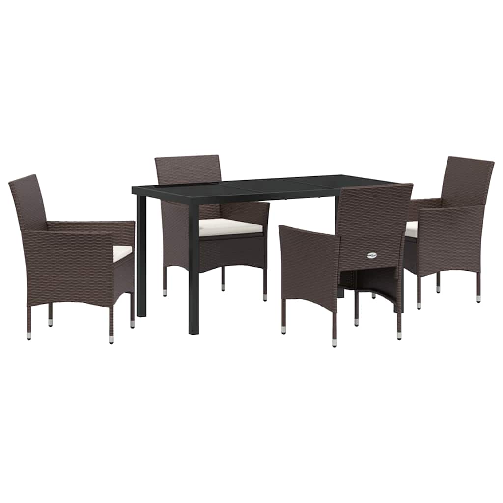 Ensemble de salle à manger pour jardin 5 pcs Marron polyrotin - XIOS