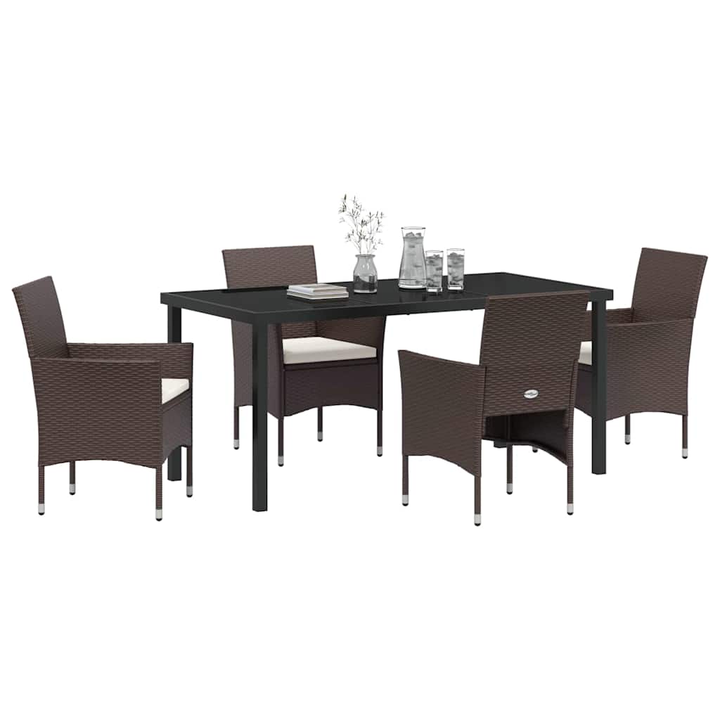 Ensemble de salle à manger pour jardin 5 pcs Marron polyrotin - XIOS