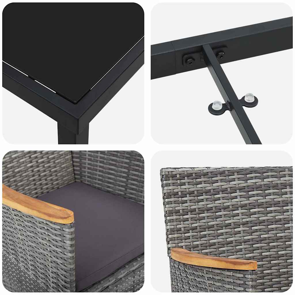 Ensemble de salle à manger pour jardin 3 pcs Gris polyrotin - XIOS
