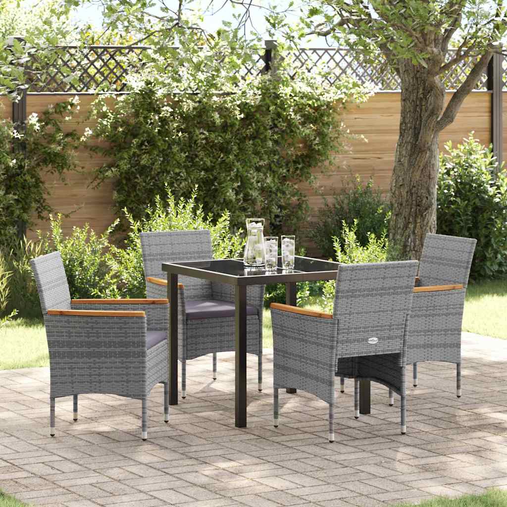 Ensemble de salle à manger pour jardin 5 pcs Gris polyrotin - XIOS