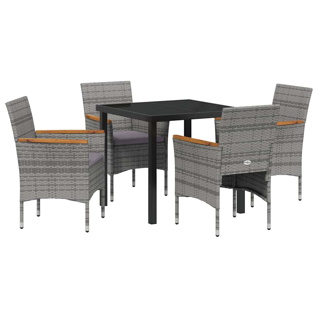 Ensemble de salle à manger pour jardin 5 pcs Gris polyrotin - XIOS