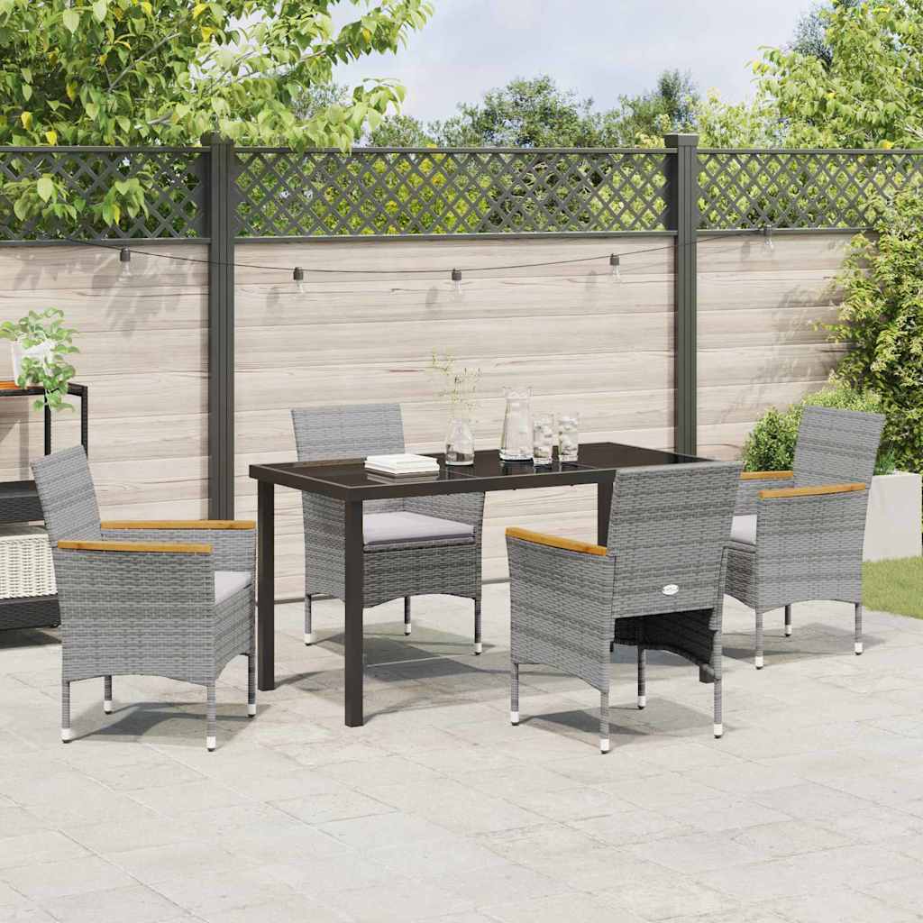 Ensemble de salle à manger pour jardin 5 pcs Gris polyrotin - XIOS