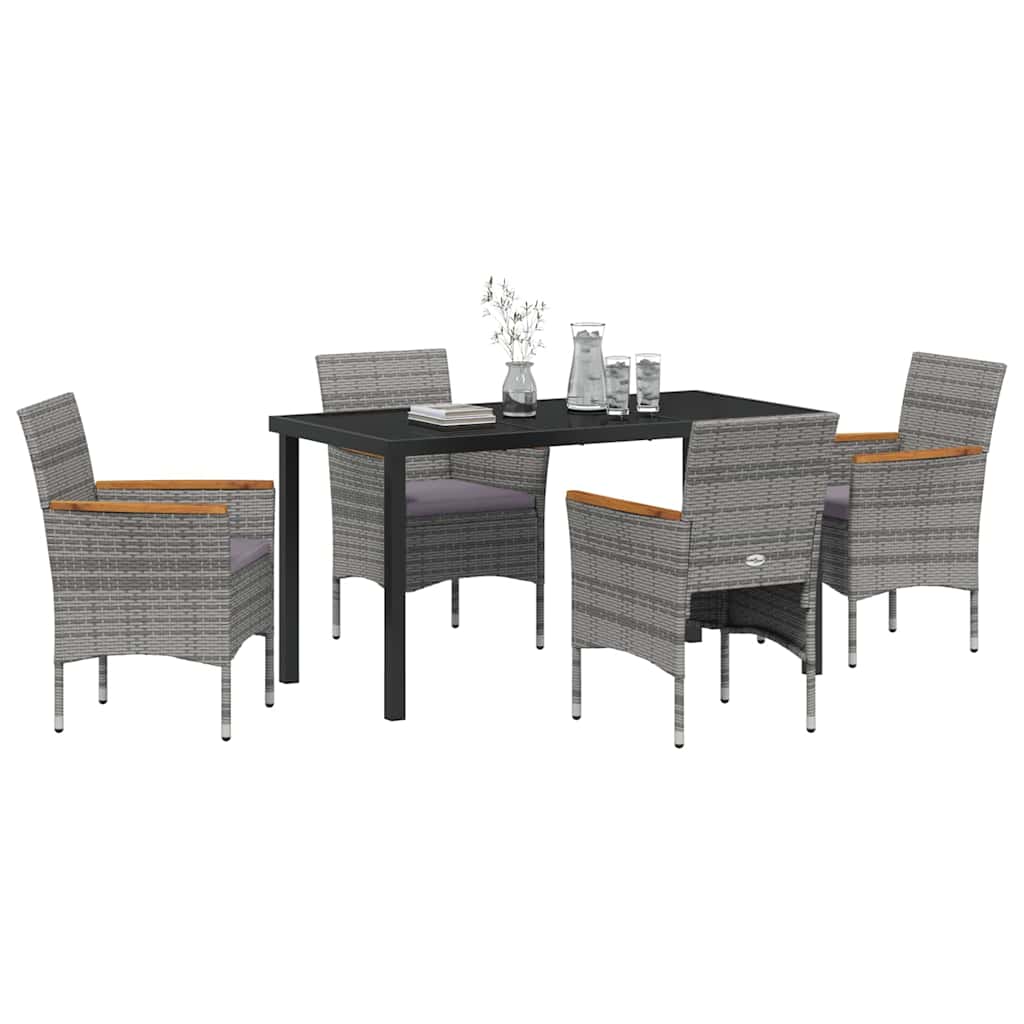 Ensemble de salle à manger pour jardin 5 pcs Gris polyrotin - XIOS