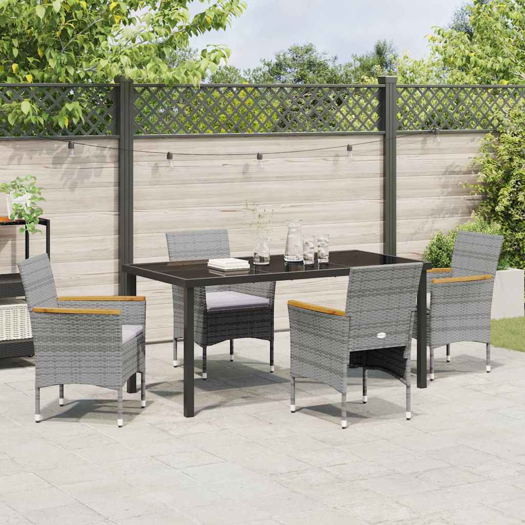 Ensemble de salle à manger pour jardin 5 pcs Gris polyrotin - XIOS
