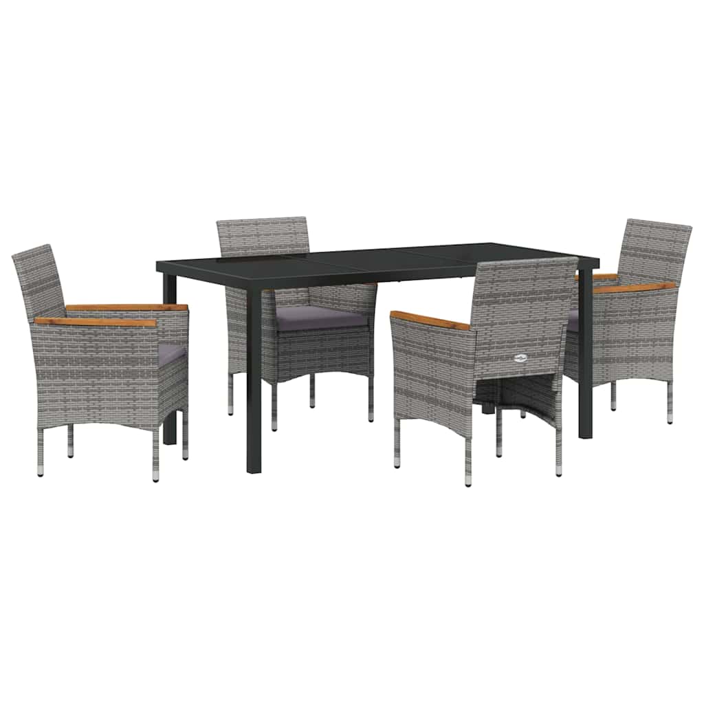 Ensemble de salle à manger pour jardin 5 pcs Gris polyrotin - XIOS