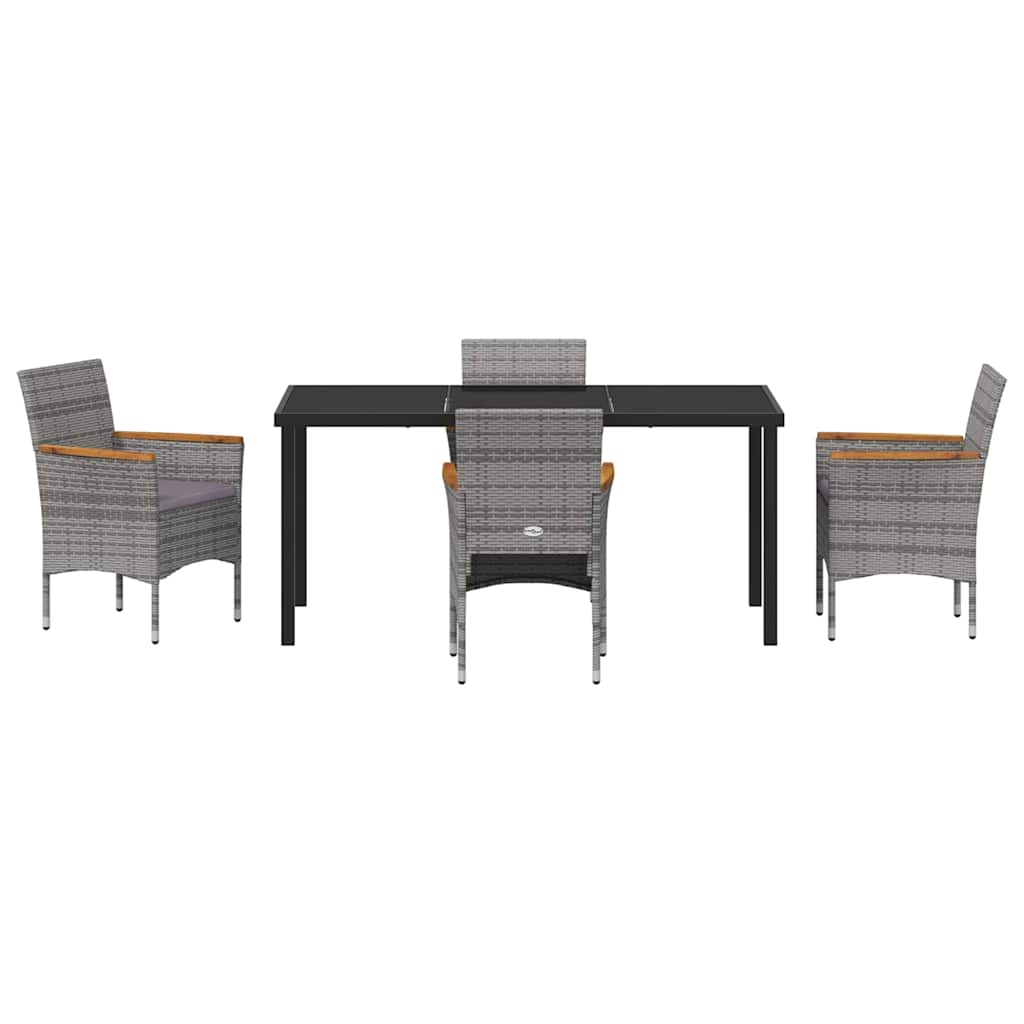 Ensemble de salle à manger pour jardin 5 pcs Gris polyrotin - XIOS