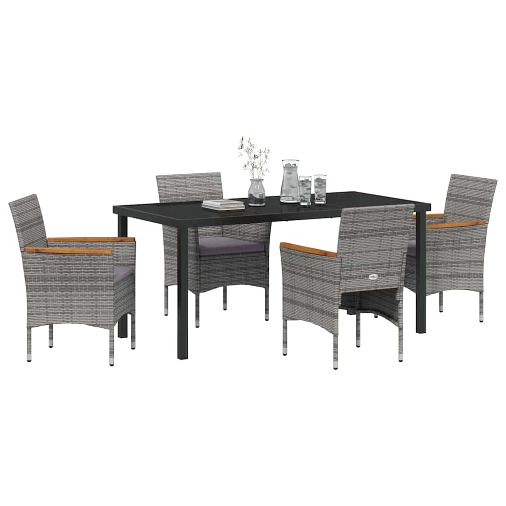 Ensemble de salle à manger pour jardin 5 pcs Gris polyrotin - XIOS