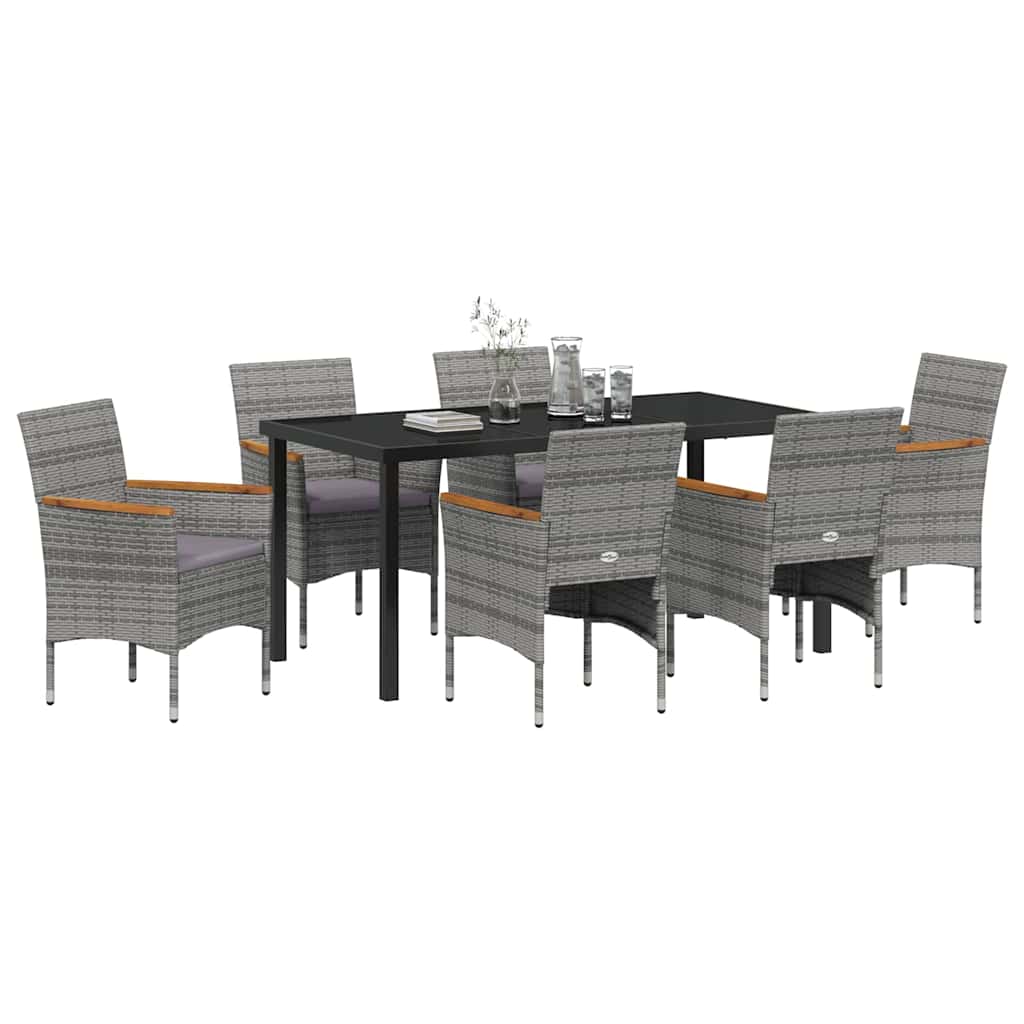Ensemble de salle à manger pour jardin 7 pcs Gris polyrotin - XIOS
