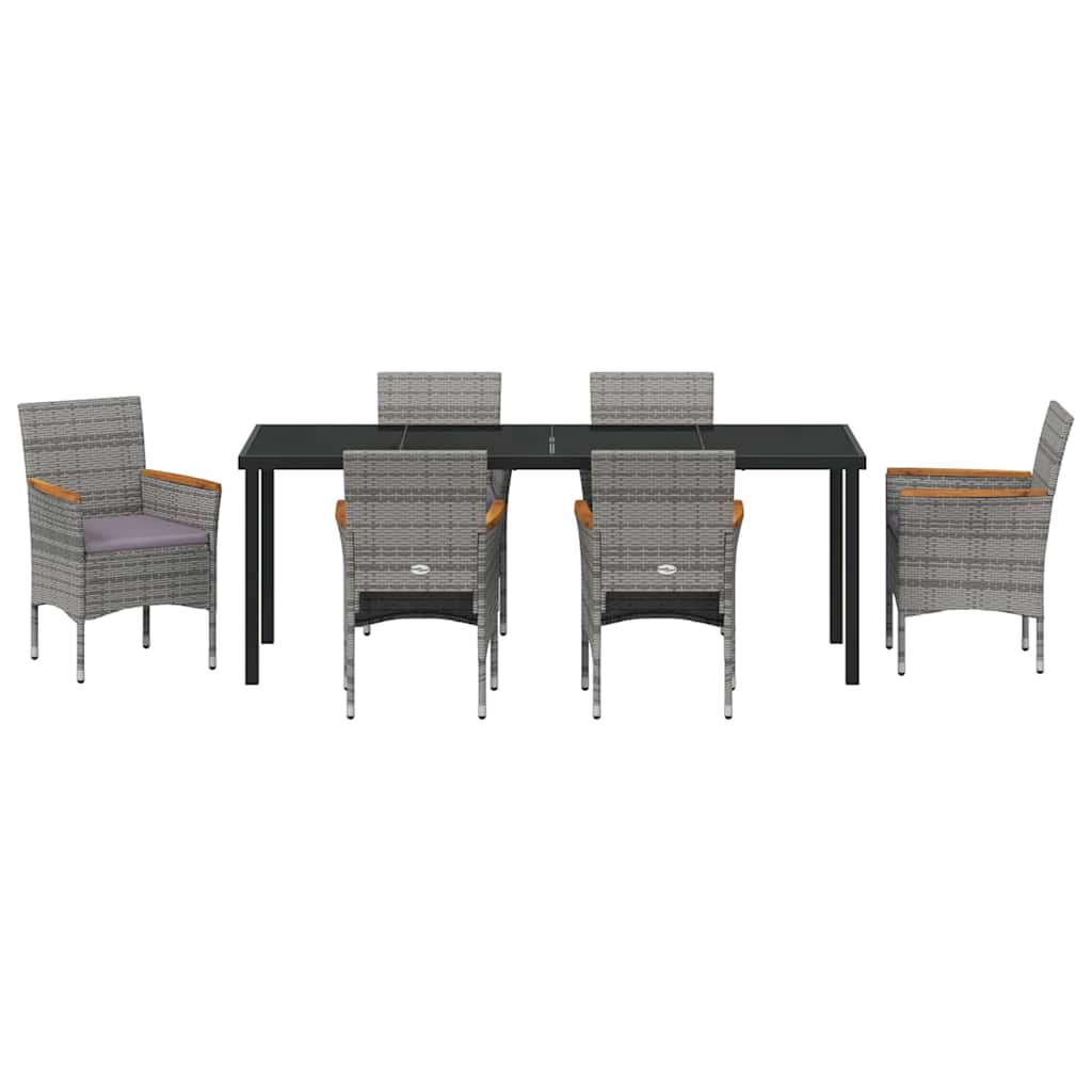 Ensemble de salle à manger pour jardin 7 pcs Gris polyrotin - XIOS