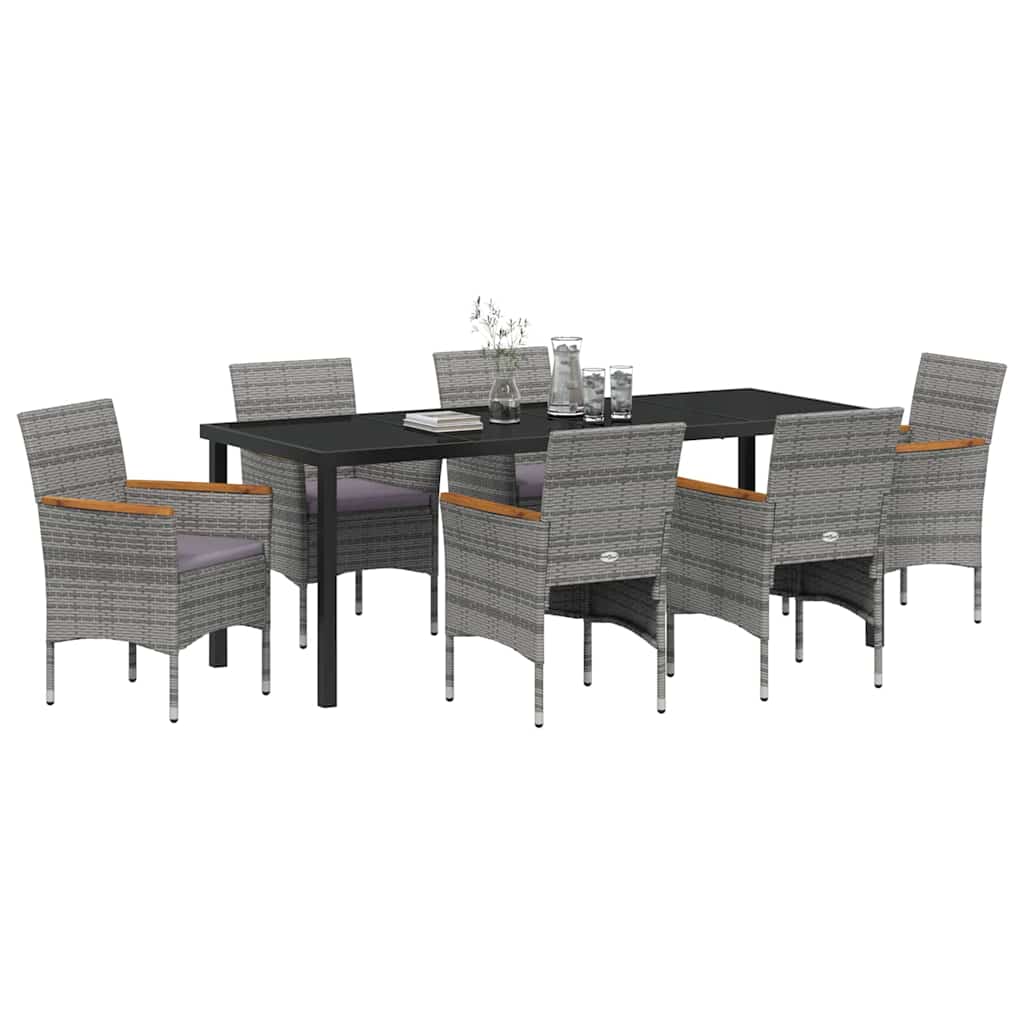 Ensemble de salle à manger pour jardin 7 pcs Gris polyrotin - XIOS
