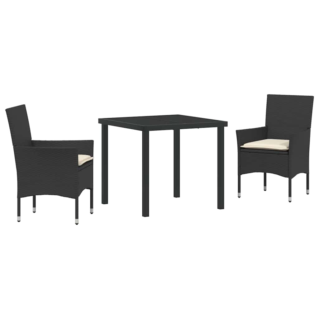 Ensemble de salle à manger pour jardin 3 pcs Noir polyrotin - XIOS
