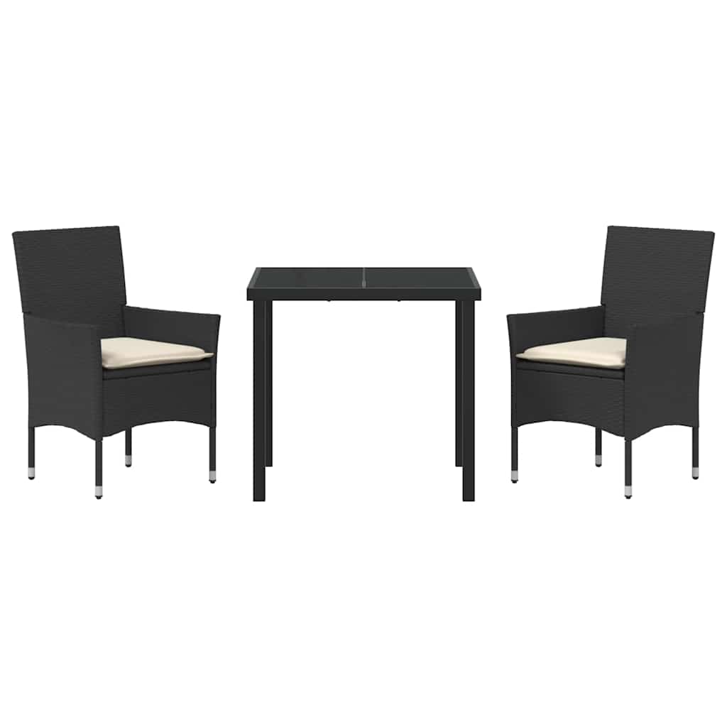 Ensemble de salle à manger pour jardin 3 pcs Noir polyrotin - XIOS