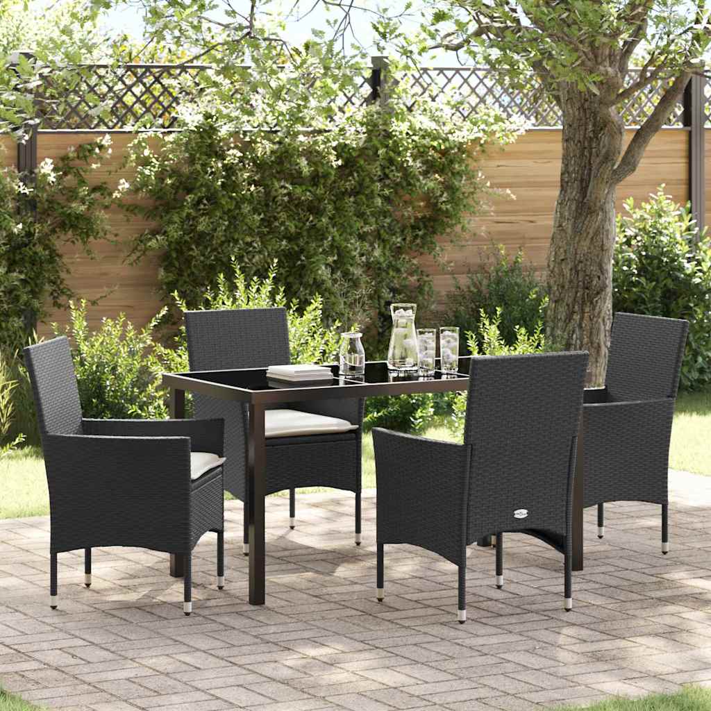 Ensemble de salle à manger pour jardin 5 pcs Noir polyrotin - XIOS
