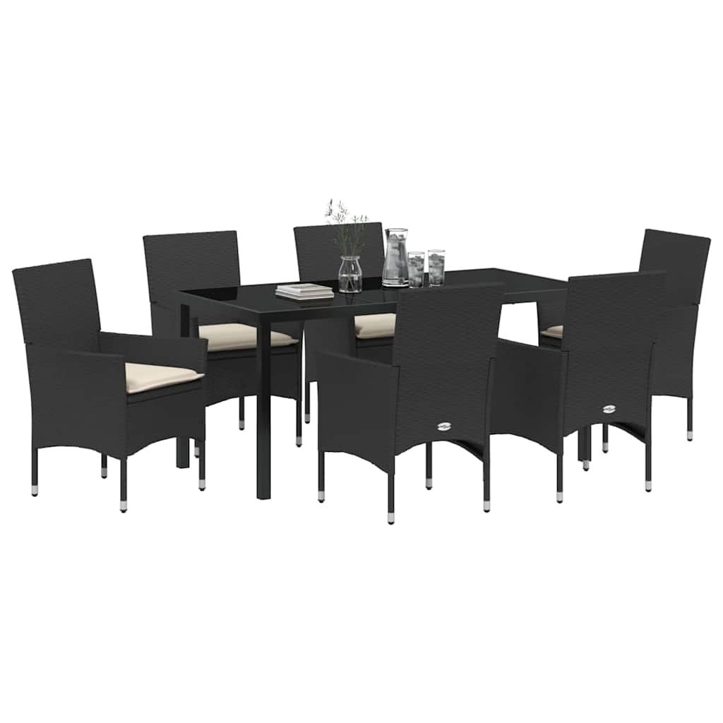 Ensemble de salle à manger pour jardin 7 pcs Noir polyrotin - XIOS