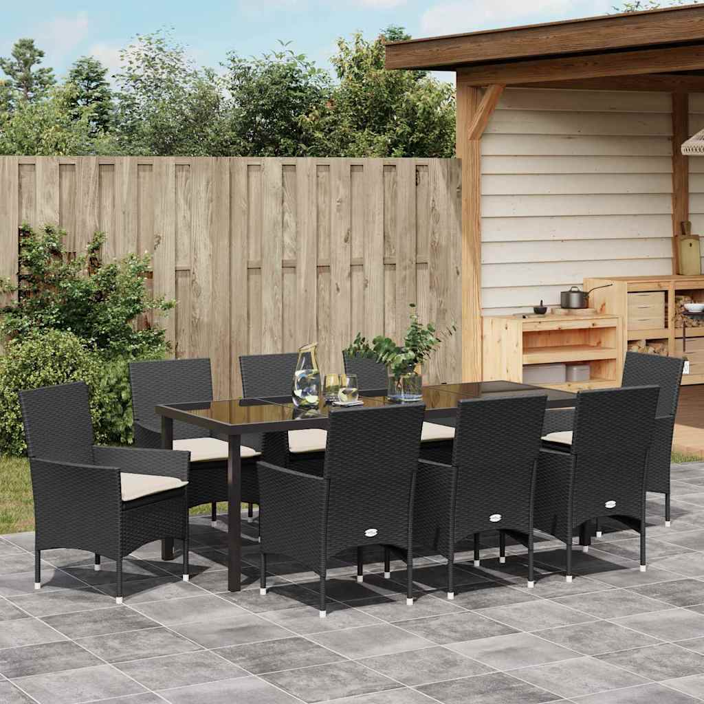 Ensemble de salle à manger pour jardin 9 pcs Noir polyrotin - XIOS