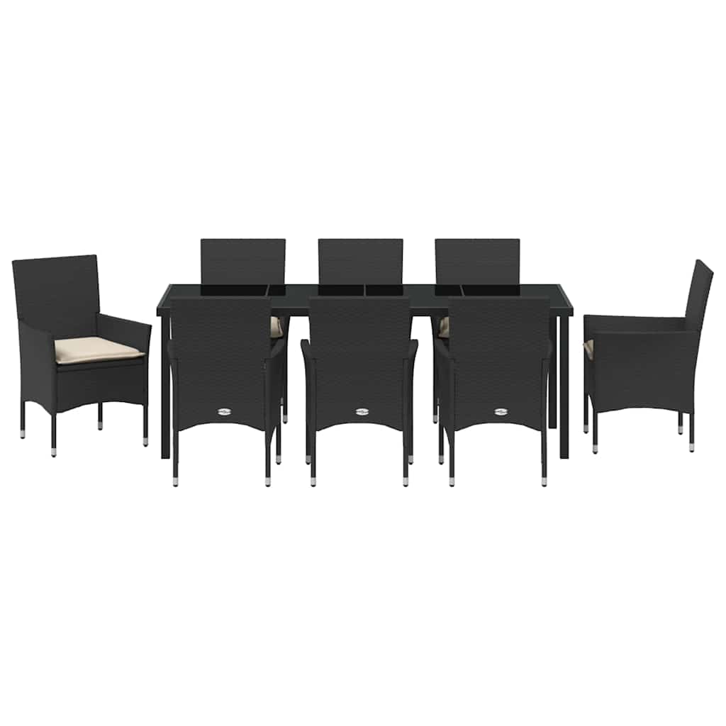 Ensemble de salle à manger pour jardin 9 pcs Noir polyrotin - XIOS