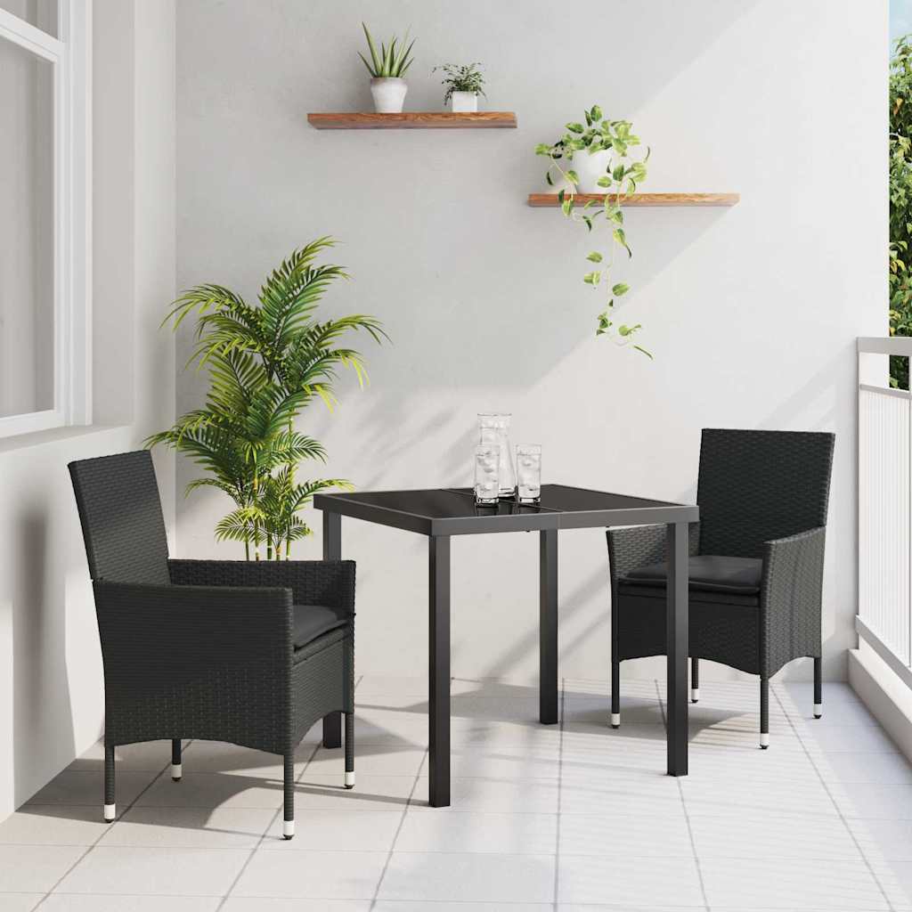 Ensemble de salle à manger pour jardin 3 pcs Noir polyrotin - XIOS