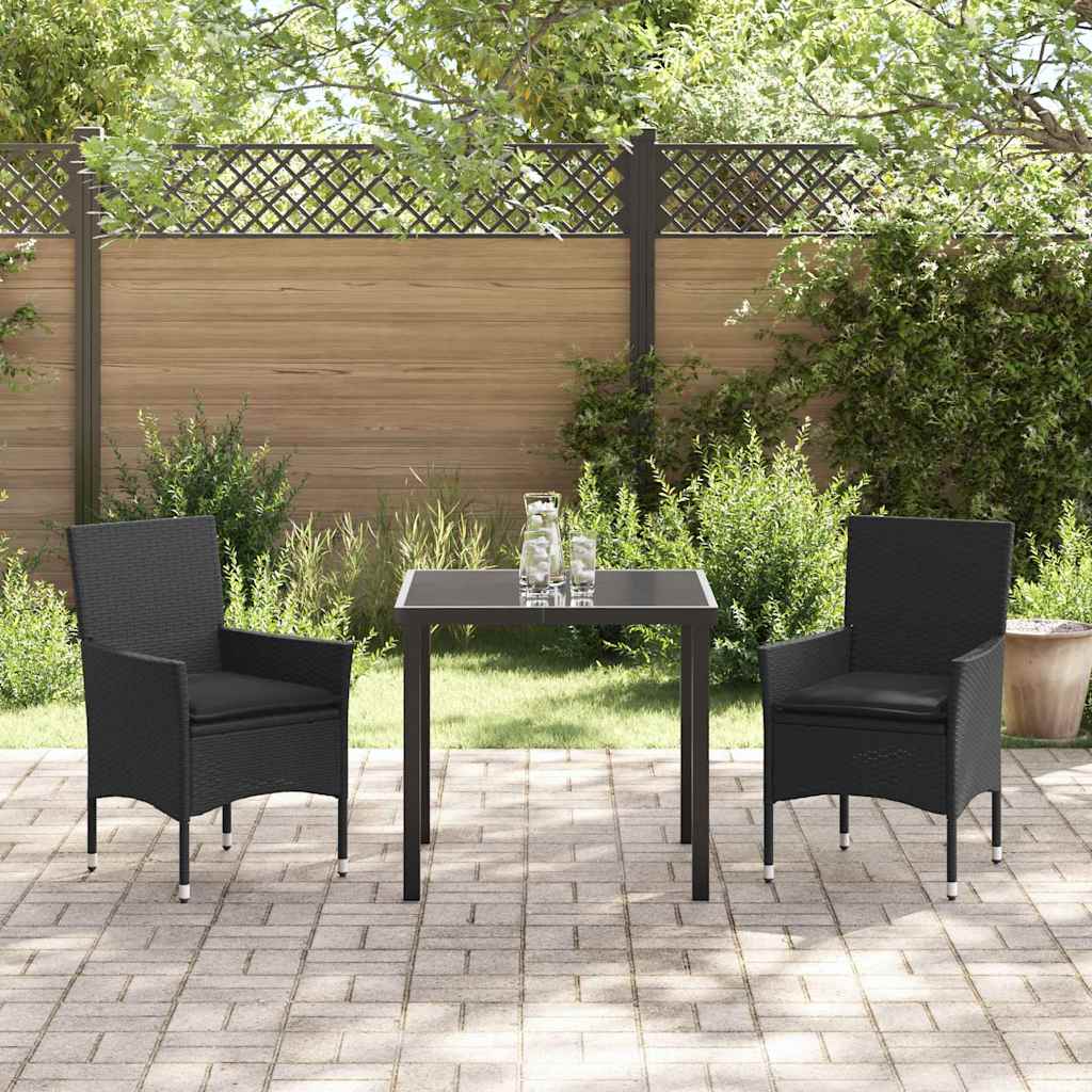 Ensemble de salle à manger pour jardin 3 pcs Noir polyrotin - XIOS
