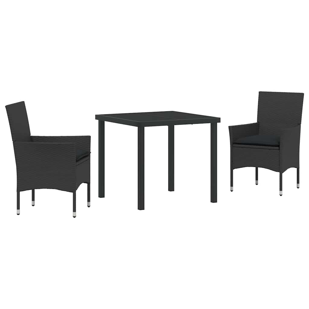 Ensemble de salle à manger pour jardin 3 pcs Noir polyrotin - XIOS