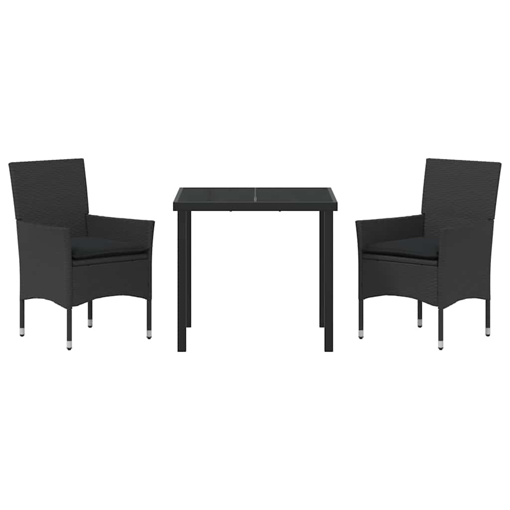 Ensemble de salle à manger pour jardin 3 pcs Noir polyrotin - XIOS