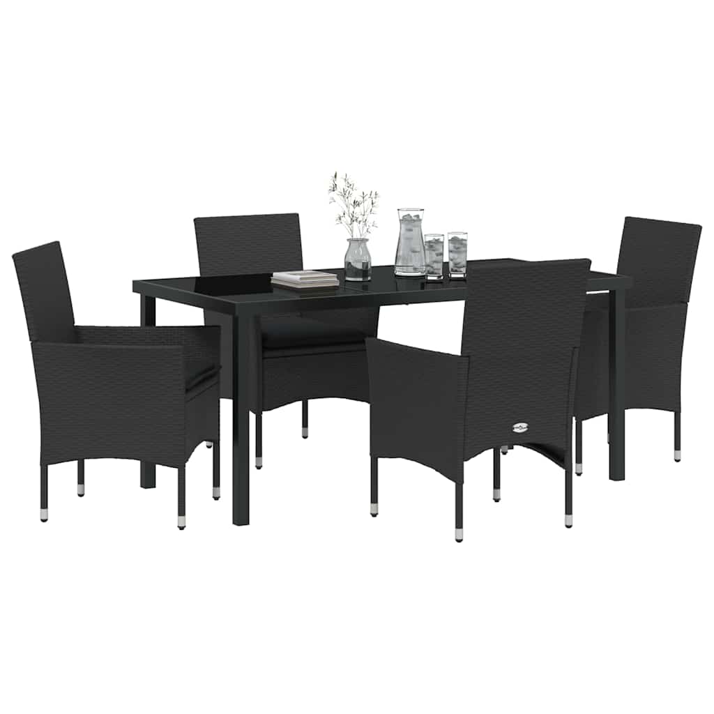 Ensemble de salle à manger pour jardin 5 pcs Noir polyrotin - XIOS