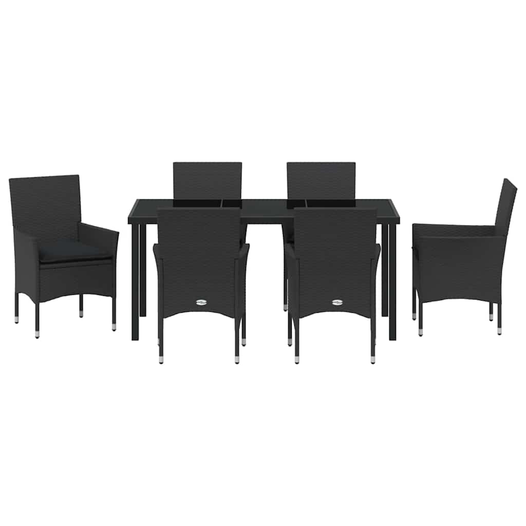 Ensemble de salle à manger pour jardin 7 pcs Noir polyrotin - XIOS