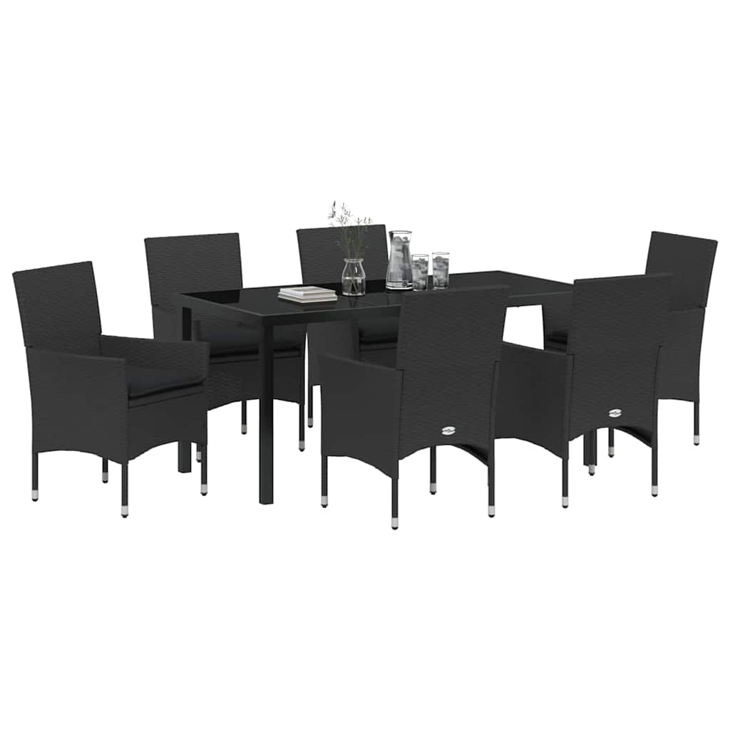 Ensemble de salle à manger pour jardin 7 pcs Noir polyrotin - XIOS